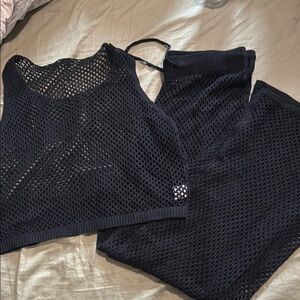 Black Mesh Two-Piece Set